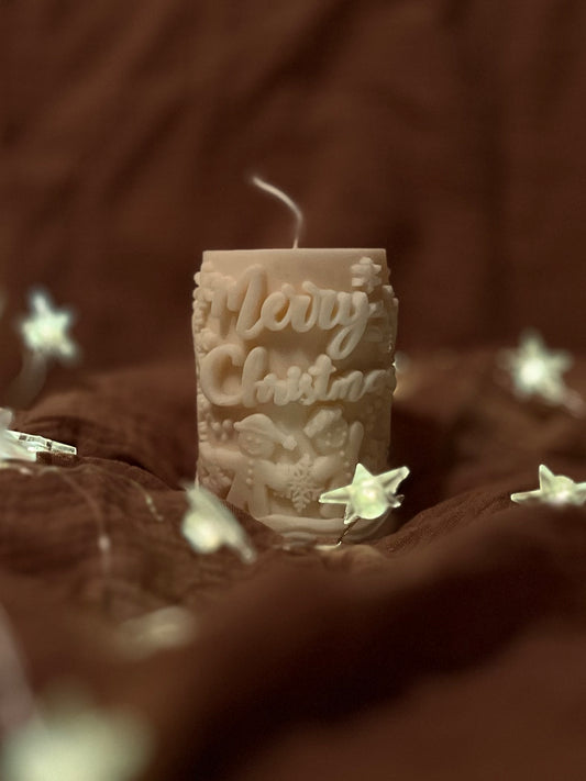 Merry Christmas - Dekokerze aus 100% Sojawachs